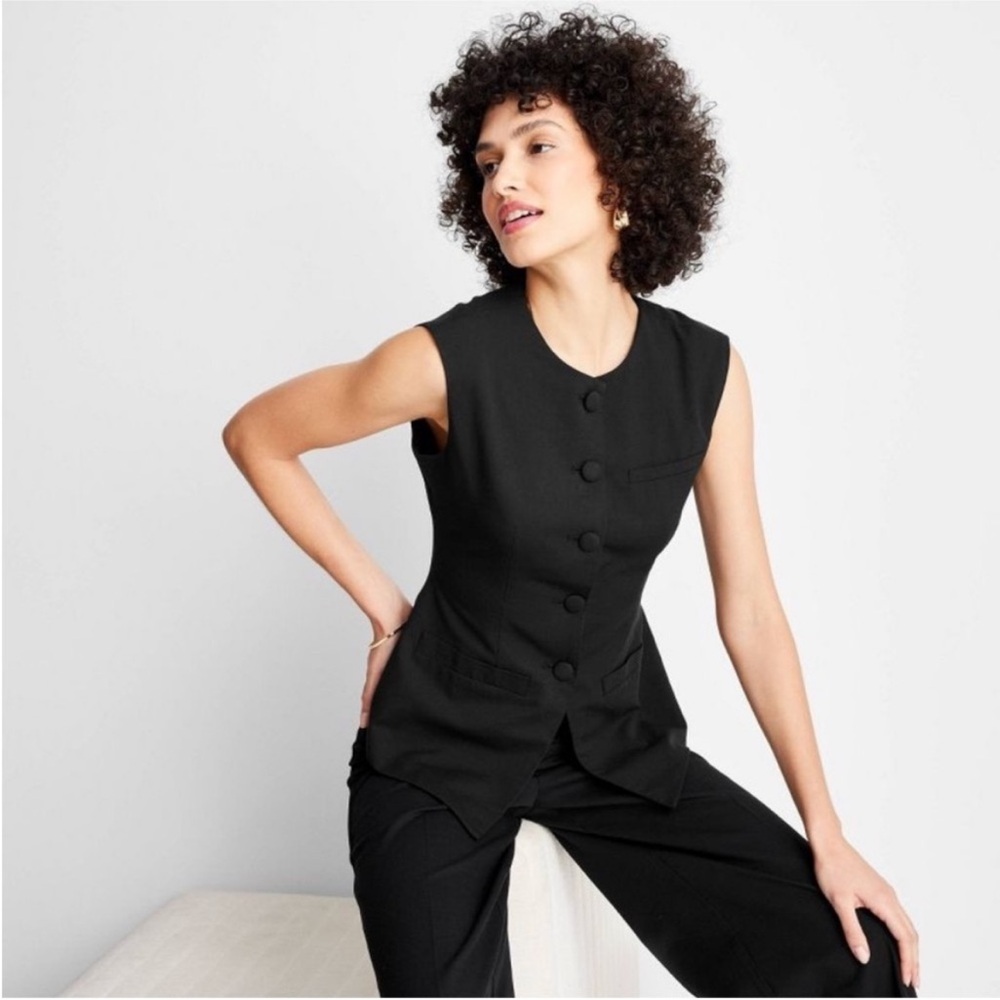 Target Future Collective Jenee Naylor Black Waistcoat Button Up Vest Size 10 NWT